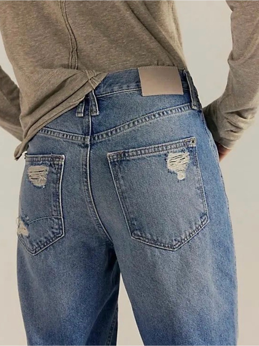 Free People / WE THE FREE Low Rise Straight Curve Jeans Torn to Pieces NWT - Picture 5 of 6